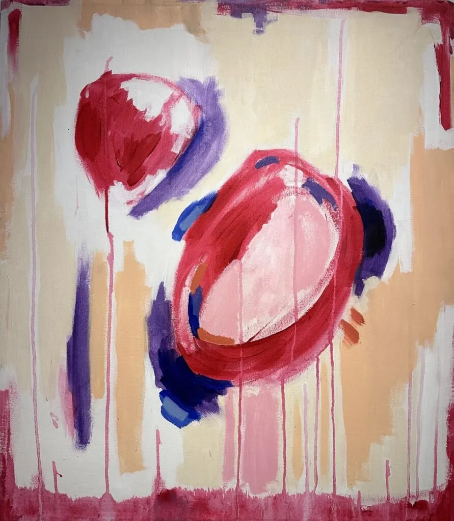 „Auftrieb“ von Anna Collet, Acryl auf alter Leinwand (grundiert 90er Jahre), 49×57 cm, 2022