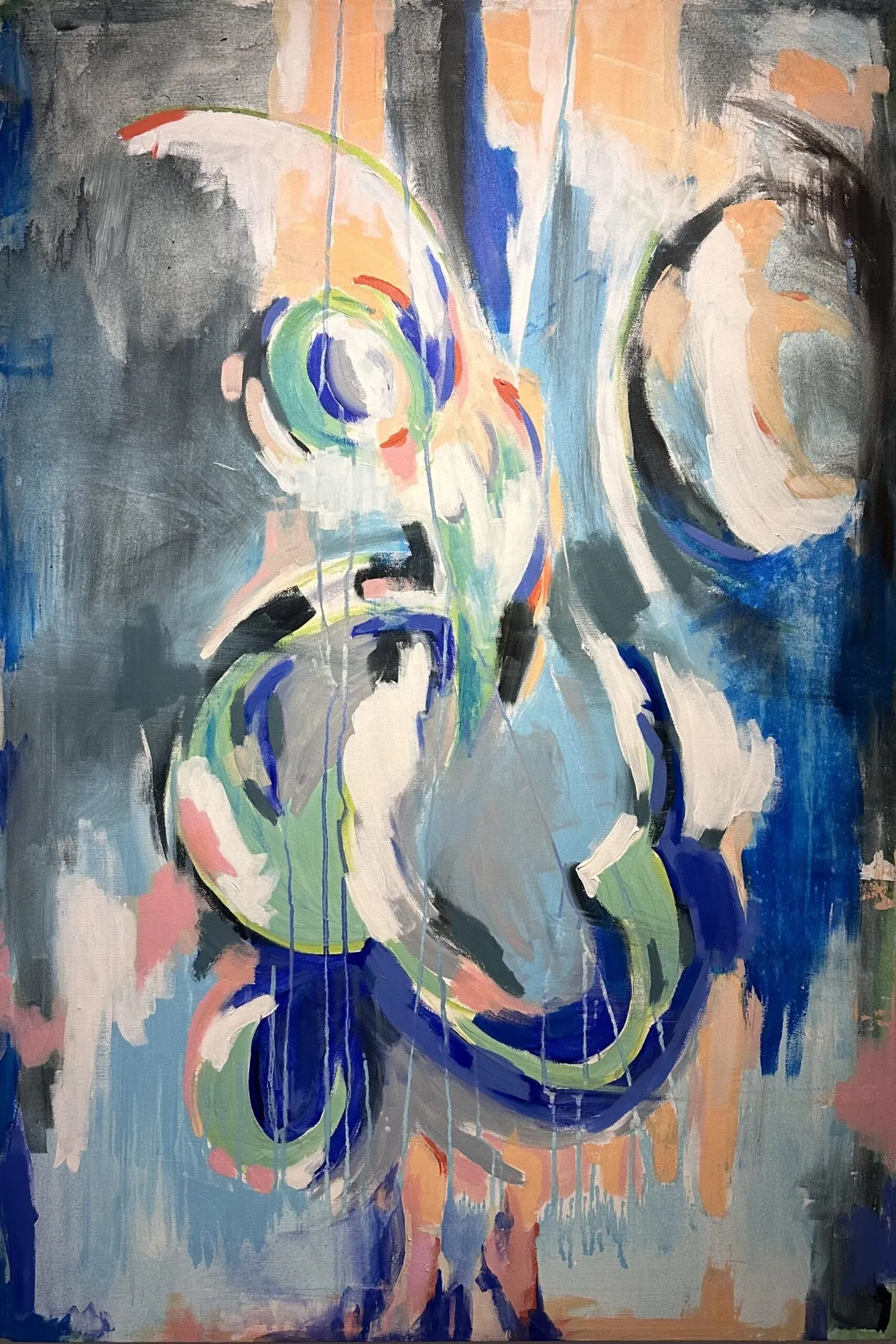 „Babette“ von Anna Collet, Acryl auf alter Leinwand (grundiert 90er Jahre), 110×78 cm, 2022