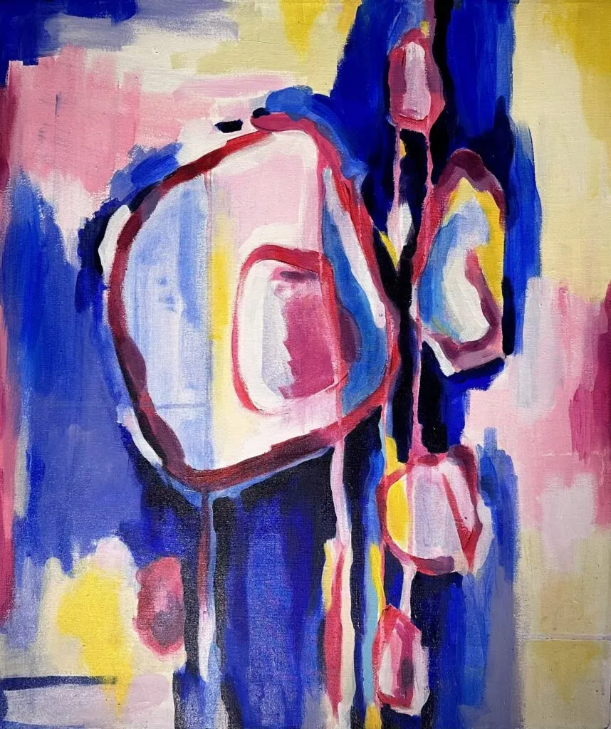 „Unehern“ von Anna Collet, Acryl auf alter Leinwand (grundiert 90er Jahre), 49×57 cm, 2022