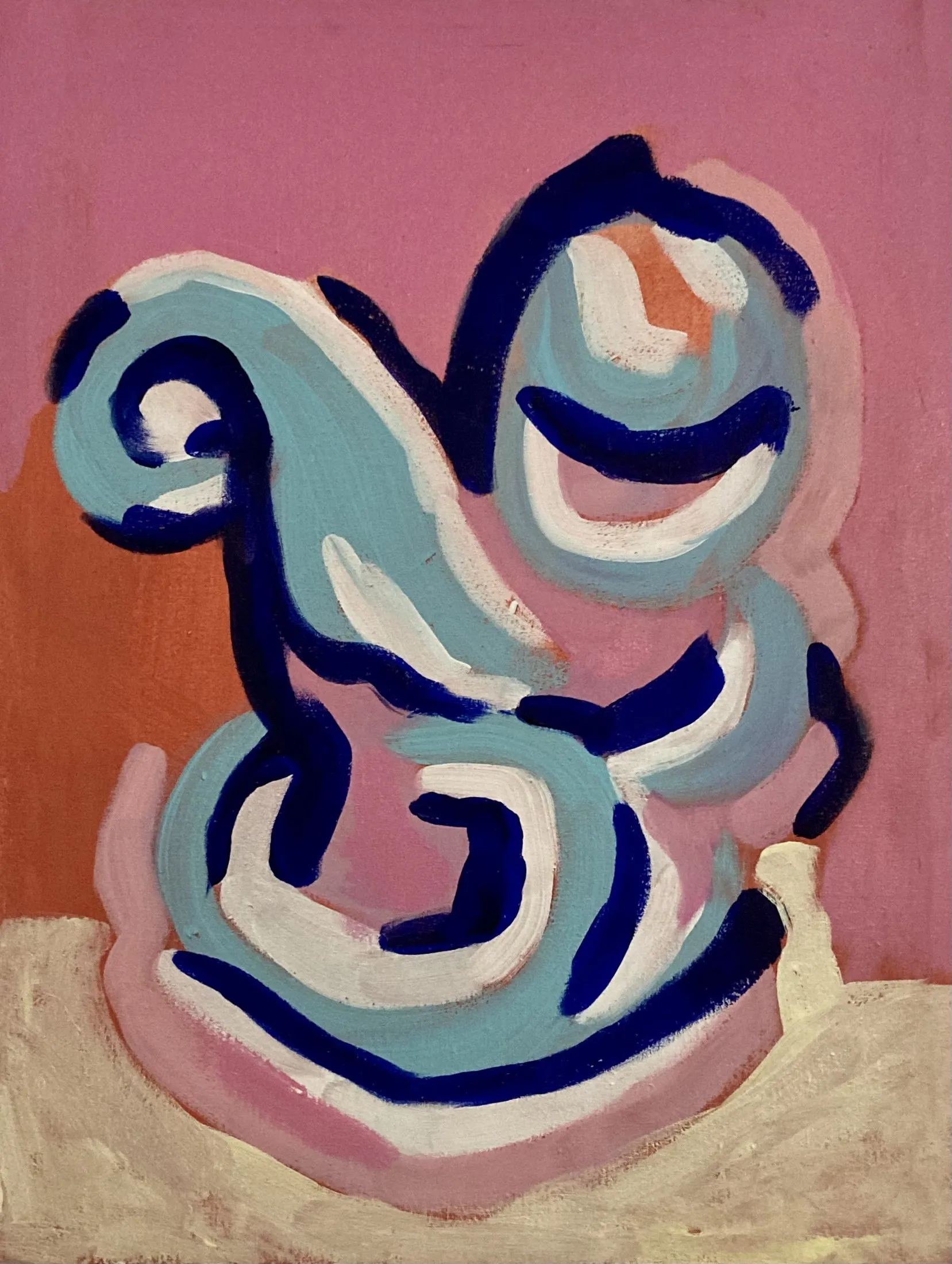 „Kleines Spiel“ von Anna Collet, Acryl auf alter Leinwand, 43×34 cm, 2022