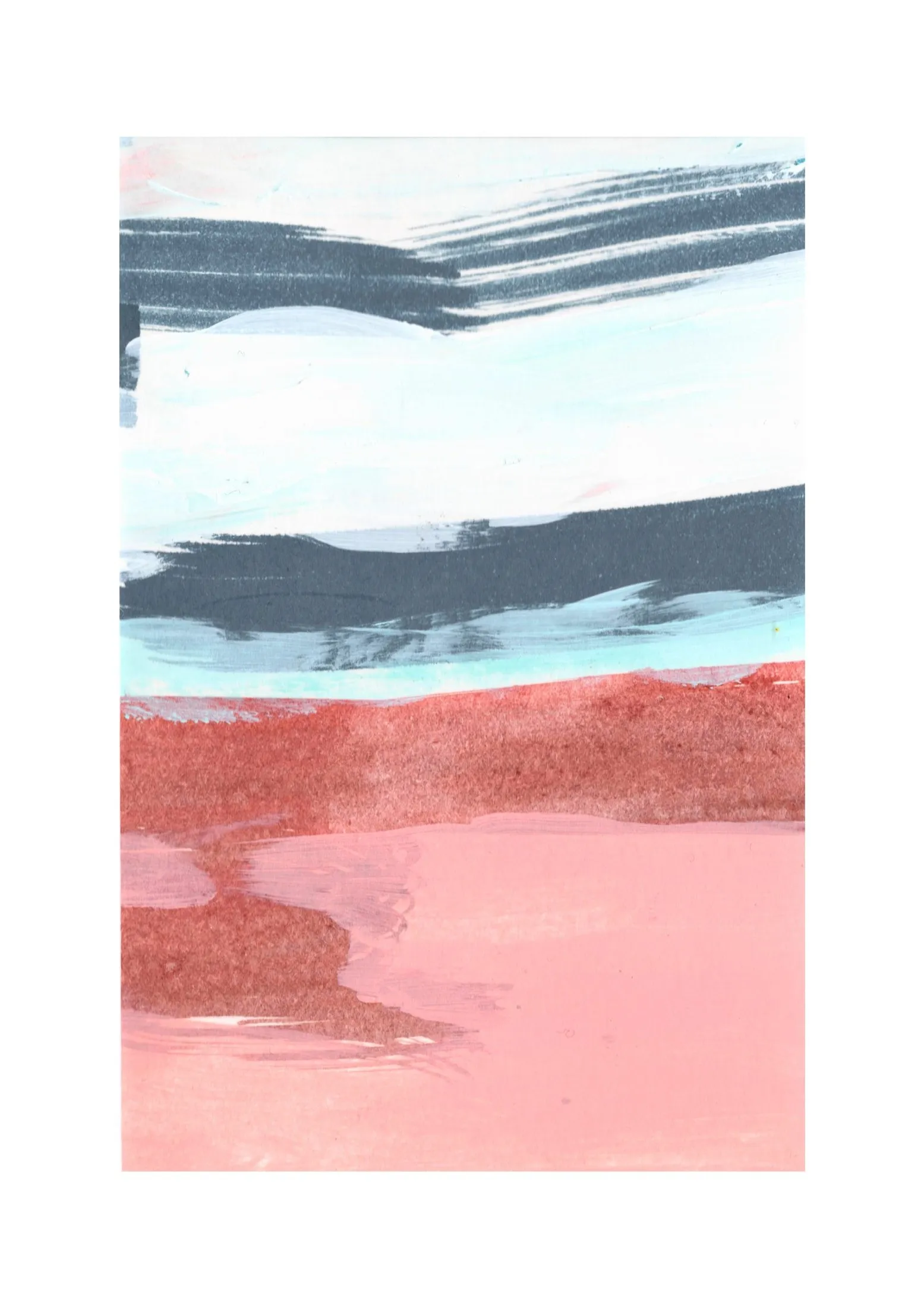 „Faltlandschaft 12“ von Anna Collet, Acryl und Tinte auf Papier, 12×17 cm