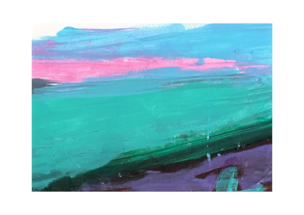 „Faltlandschaft 7“ von Anna Collet, Acryl und Tinte auf Papier, 17×12 cm