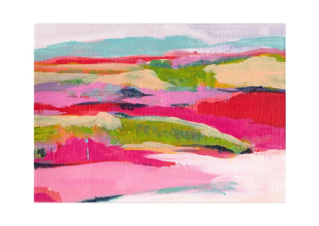 „Faltlandschaft 1-4“ von Anna Collet, Acryl auf Leinen, Ausschnitt: 17×12 cm