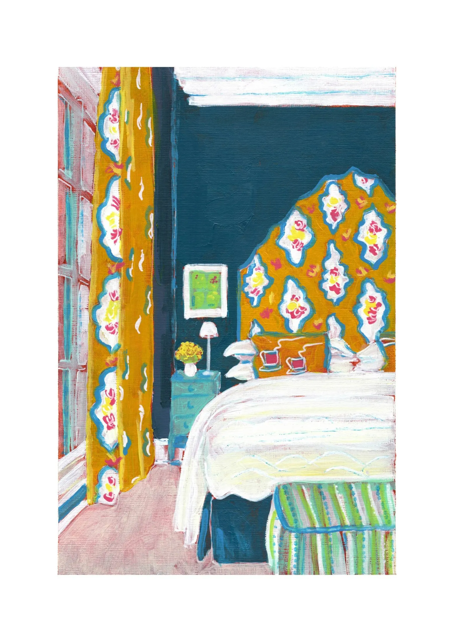 „Raum 139“ von Anna Collet, Acryl auf Papier, 17×26 cm, 2024