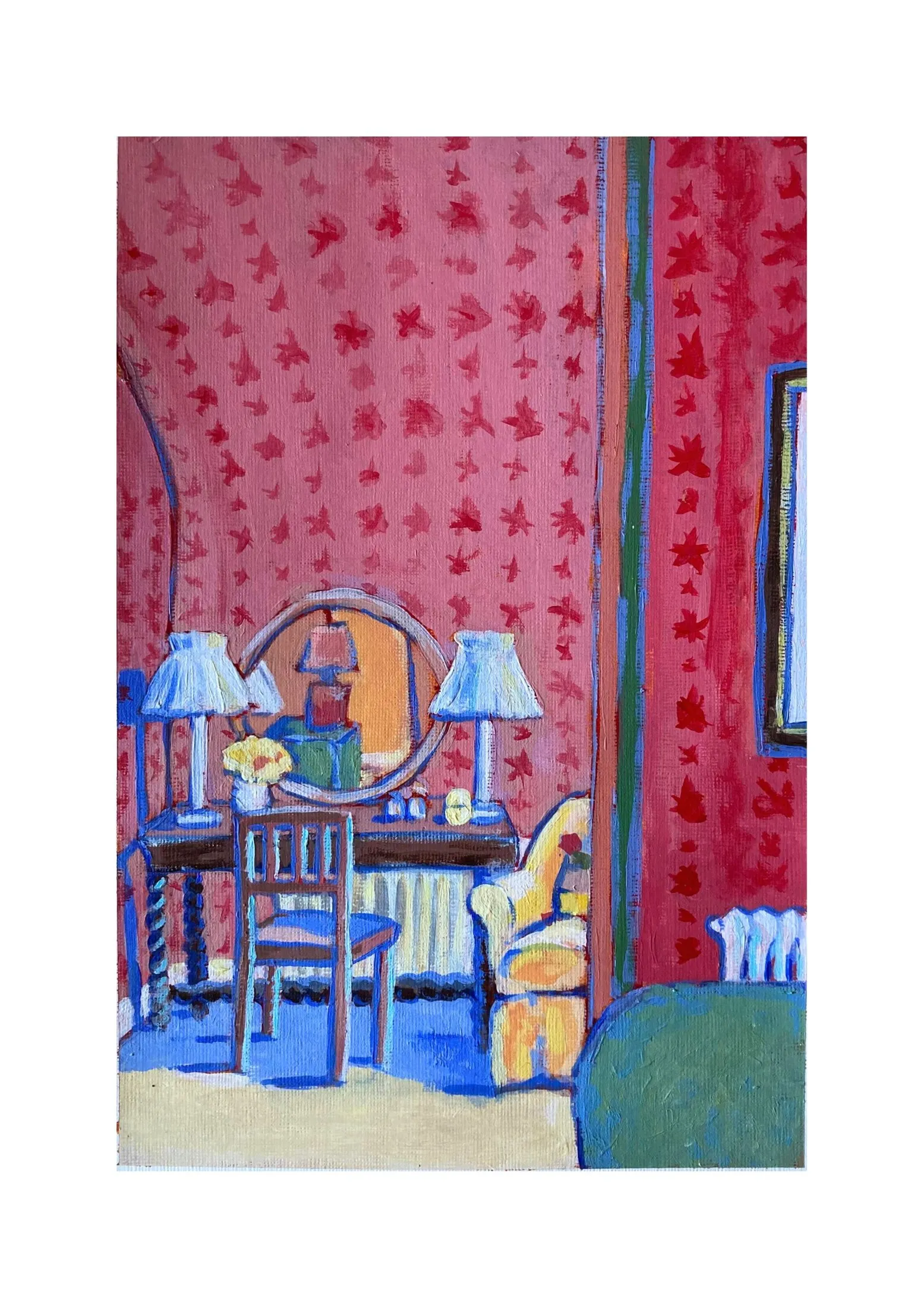 „Raum 130“ von Anna Collet, Acryl auf Papier, 19×26 cm, 2024