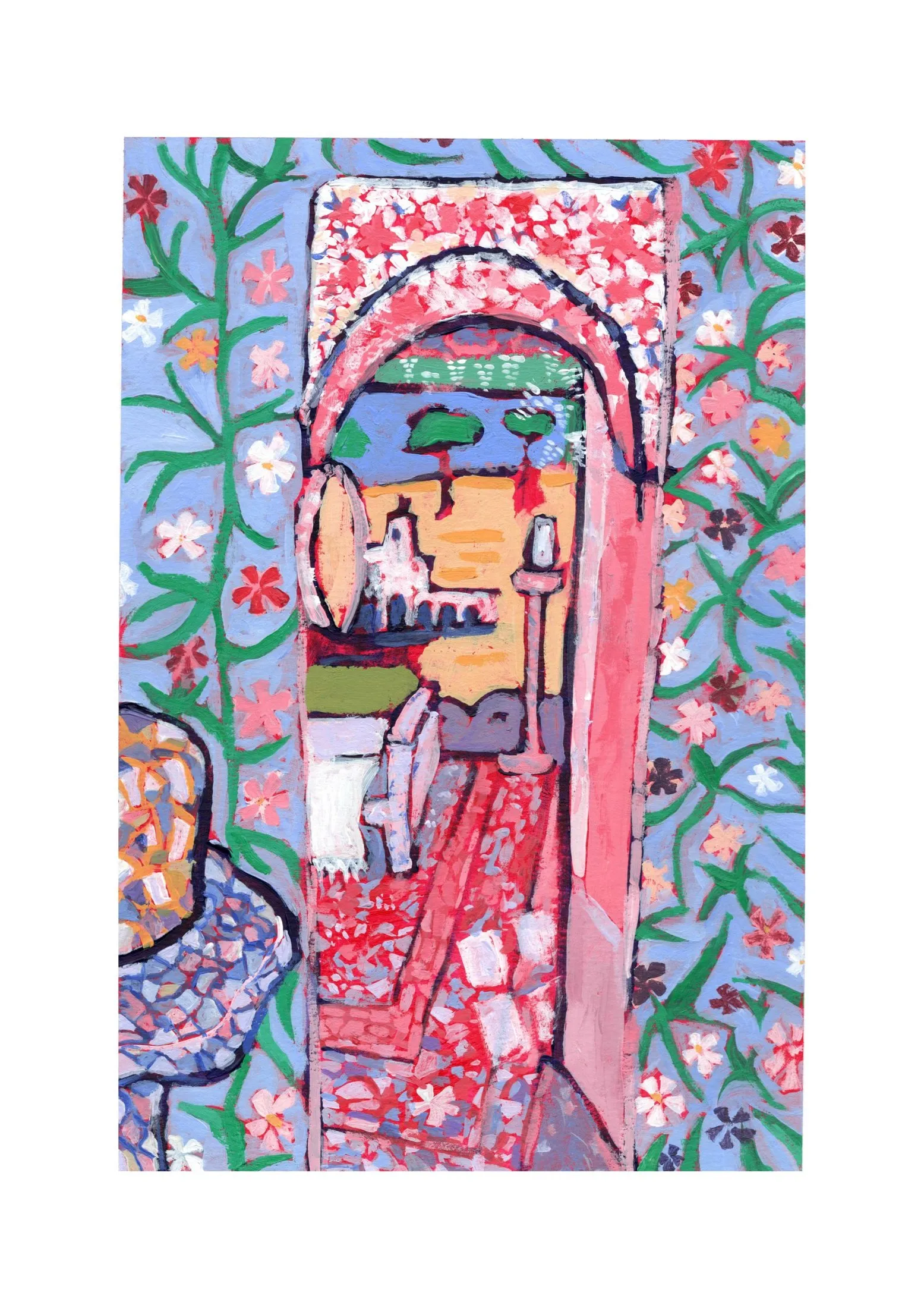 „Raum 134“ von Anna Collet, Acryl auf Papier, 19×23,5 cm, 2024