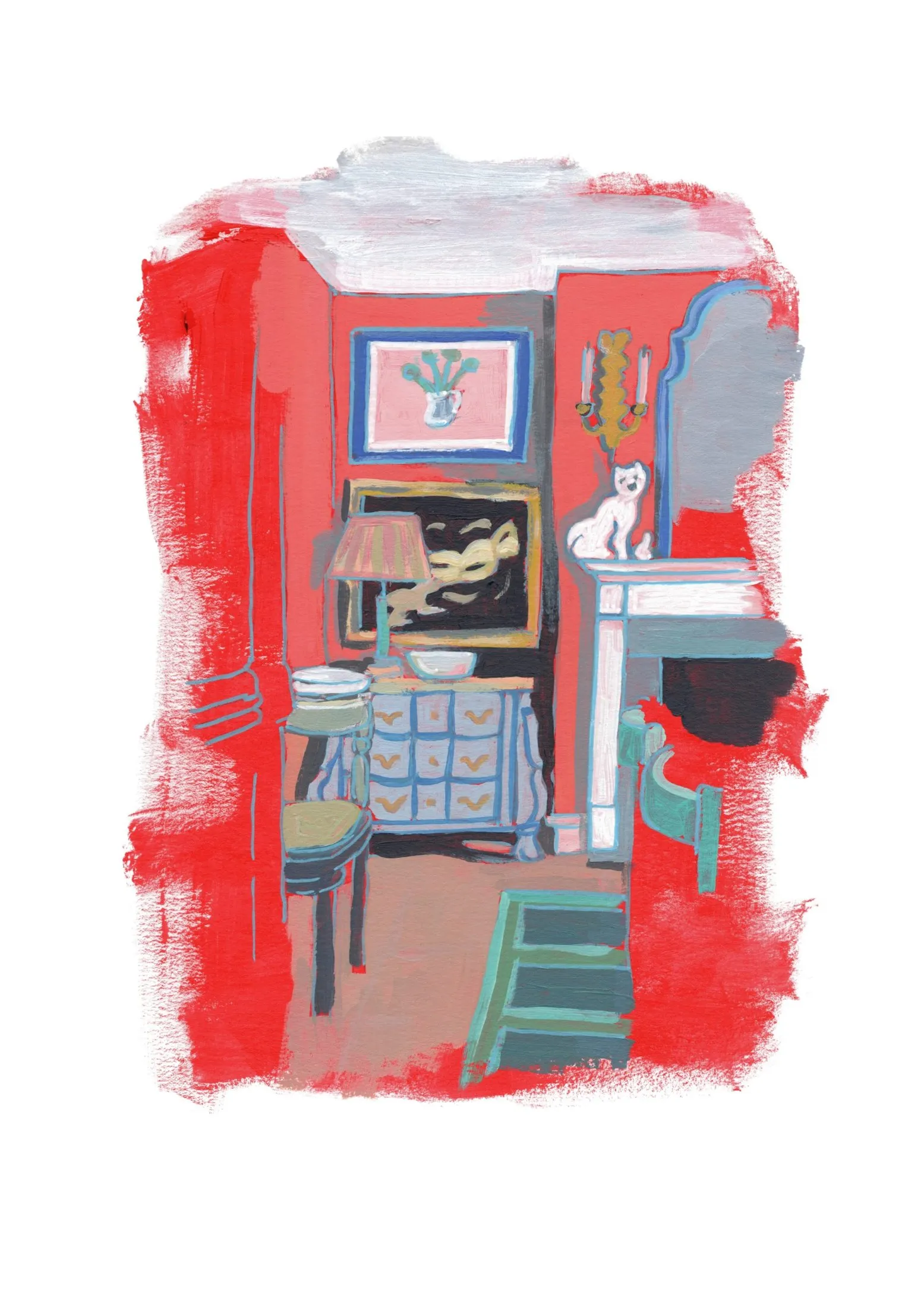 „Raum 161“ von Anna Collet, Acryl auf Papier, ca. 17×23,5 cm, 2024