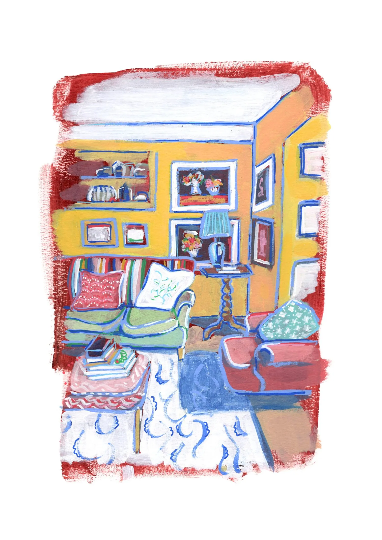 „Raum 162“ von Anna Collet, Acryl auf Papier, ca. 17×23,5 cm, 2024