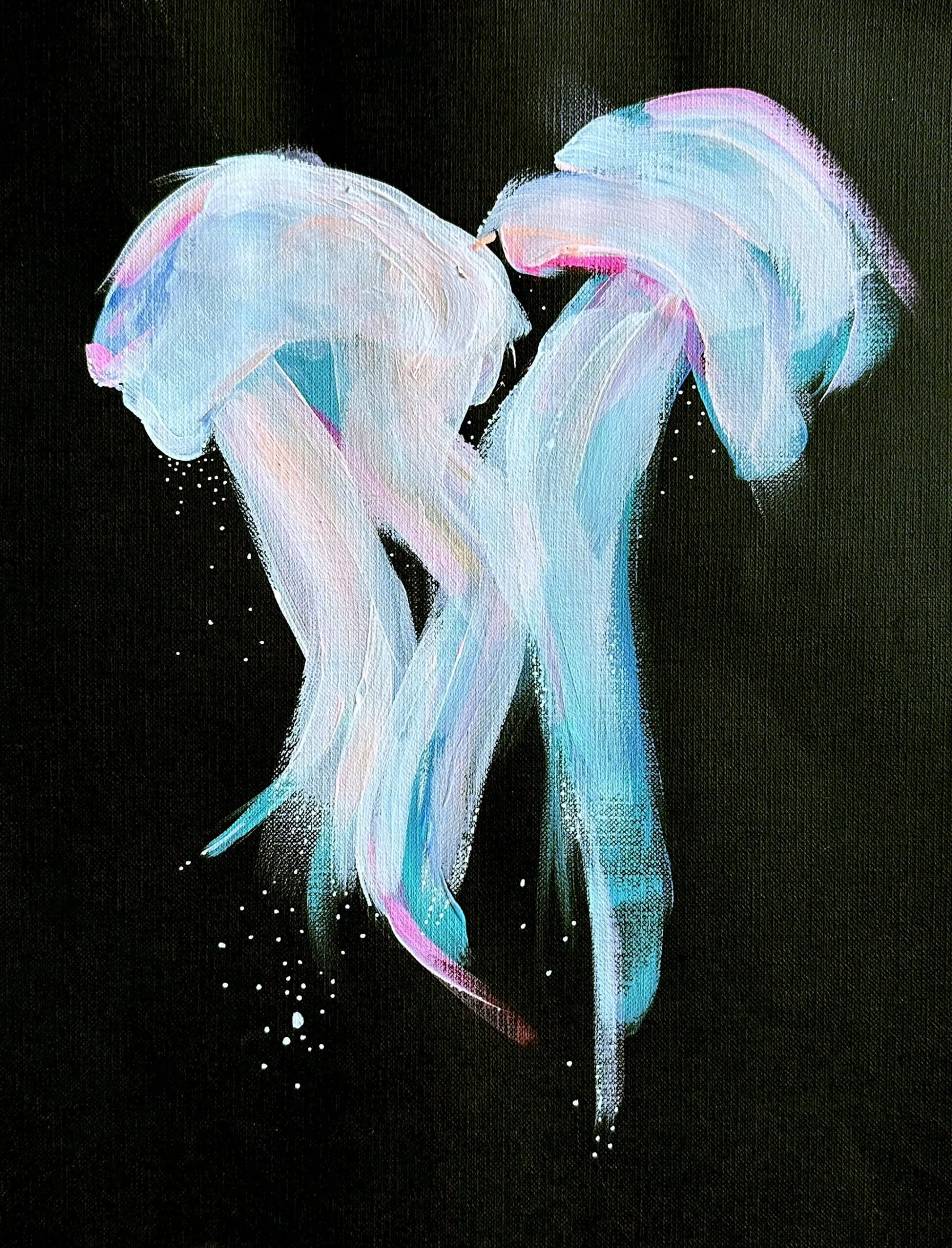 „Medusen“ von Anna Collet, Acryl auf Mixed-Media-Papier, A4