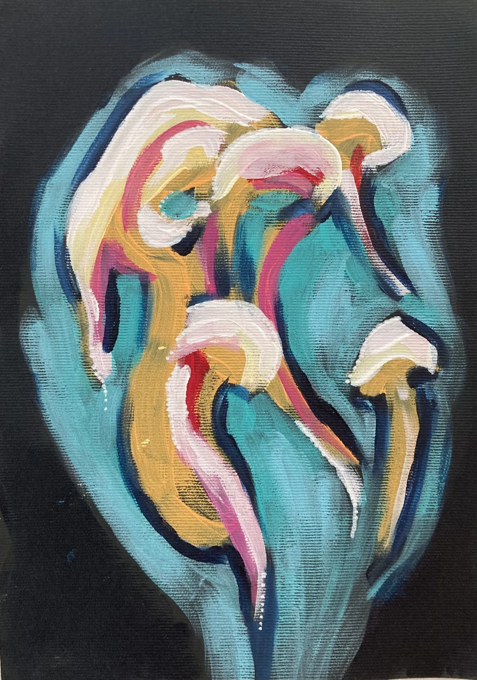 „Zauberpilz“ von Anna Collet, Acryl auf Leinwand-zuschnitt, ca. A4, 2022