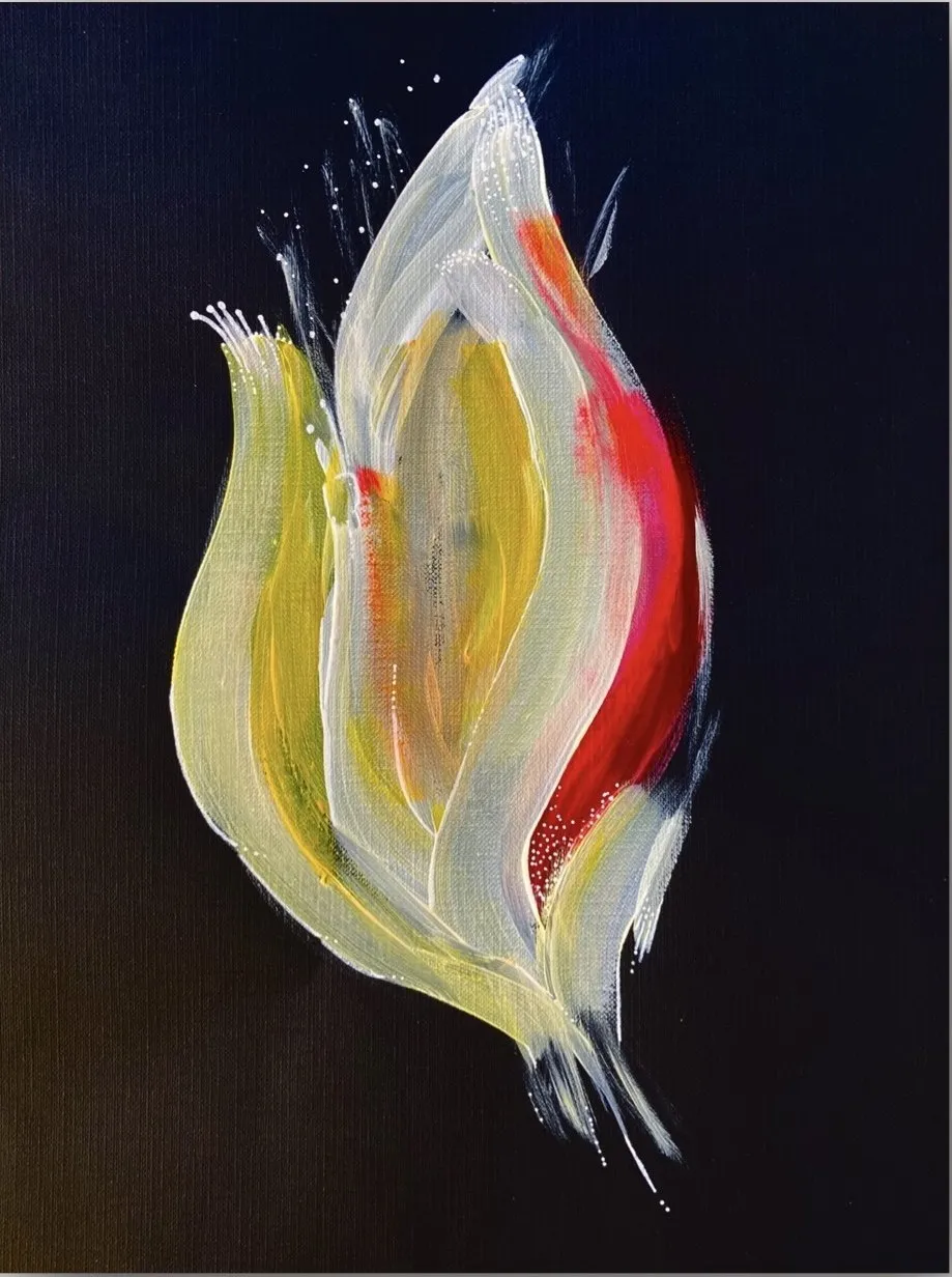 „Out of Sand“ von Anna Collet, Acryl auf Mixed-Media-Papier, A4, 2022