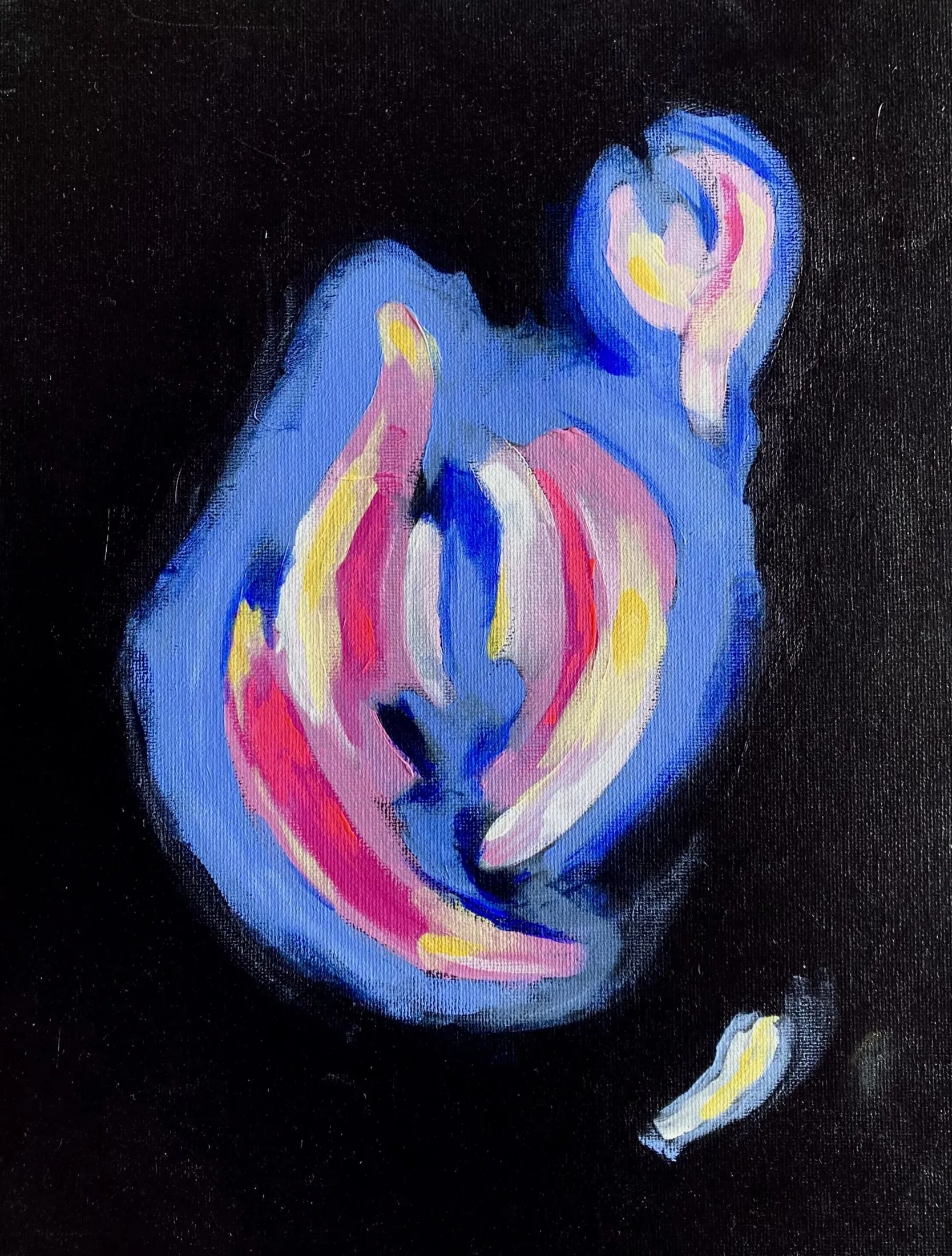 „Weit unten“ von Anna Collet, Acryl auf Malpappe, 30×40 cm, 2023