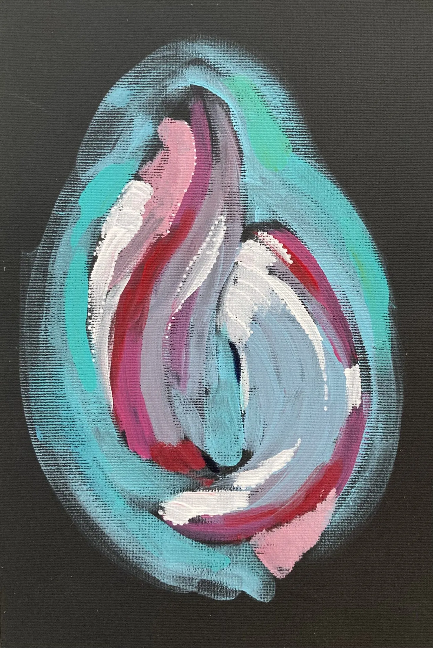 „Öffnung“ von Anna Collet, Acryl auf Leinwand-zuschnitt, ca. A4, 2022