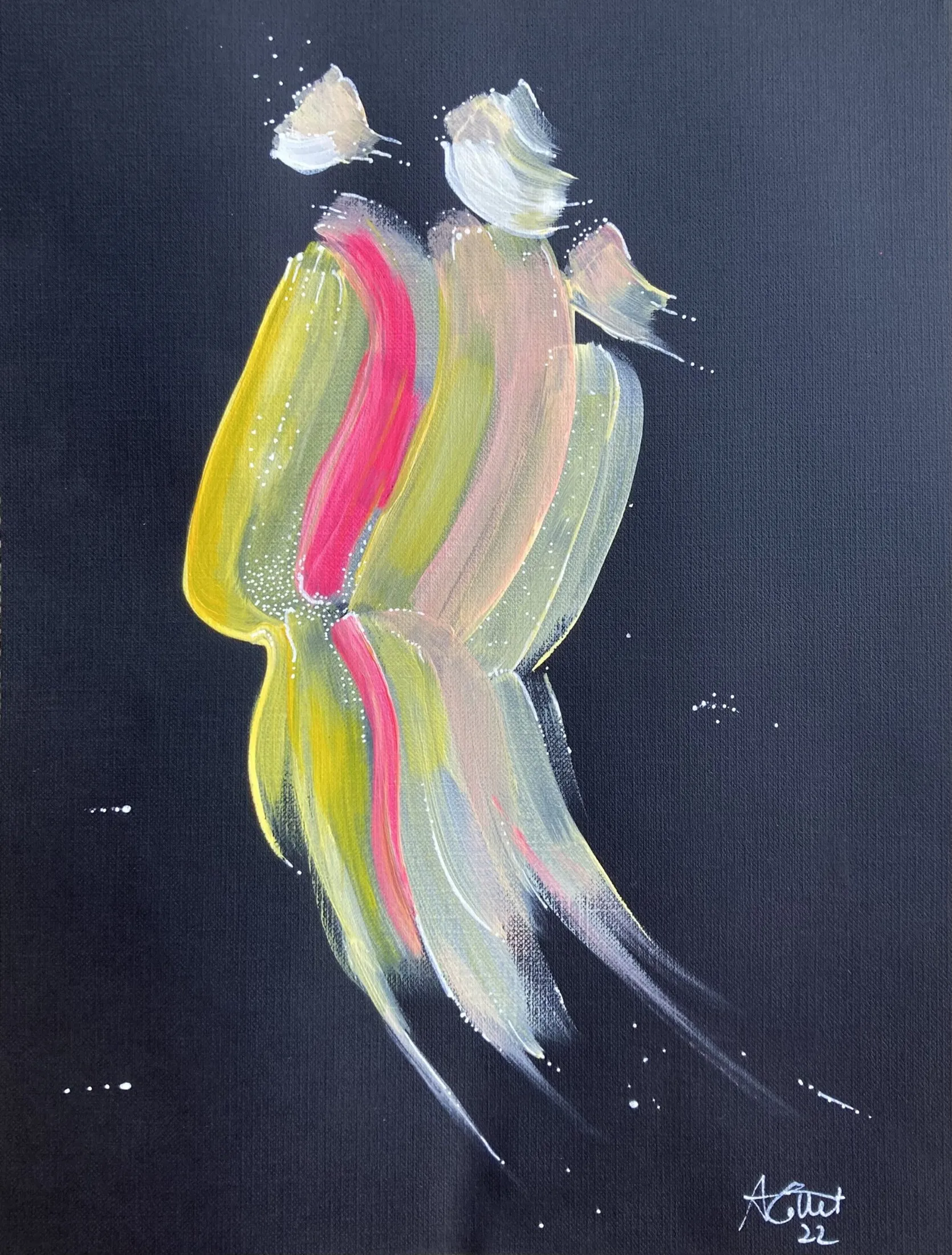 „Out of Sand“ von Anna Collet, Acryl auf Mixed-Media-Papier, A4, 2022