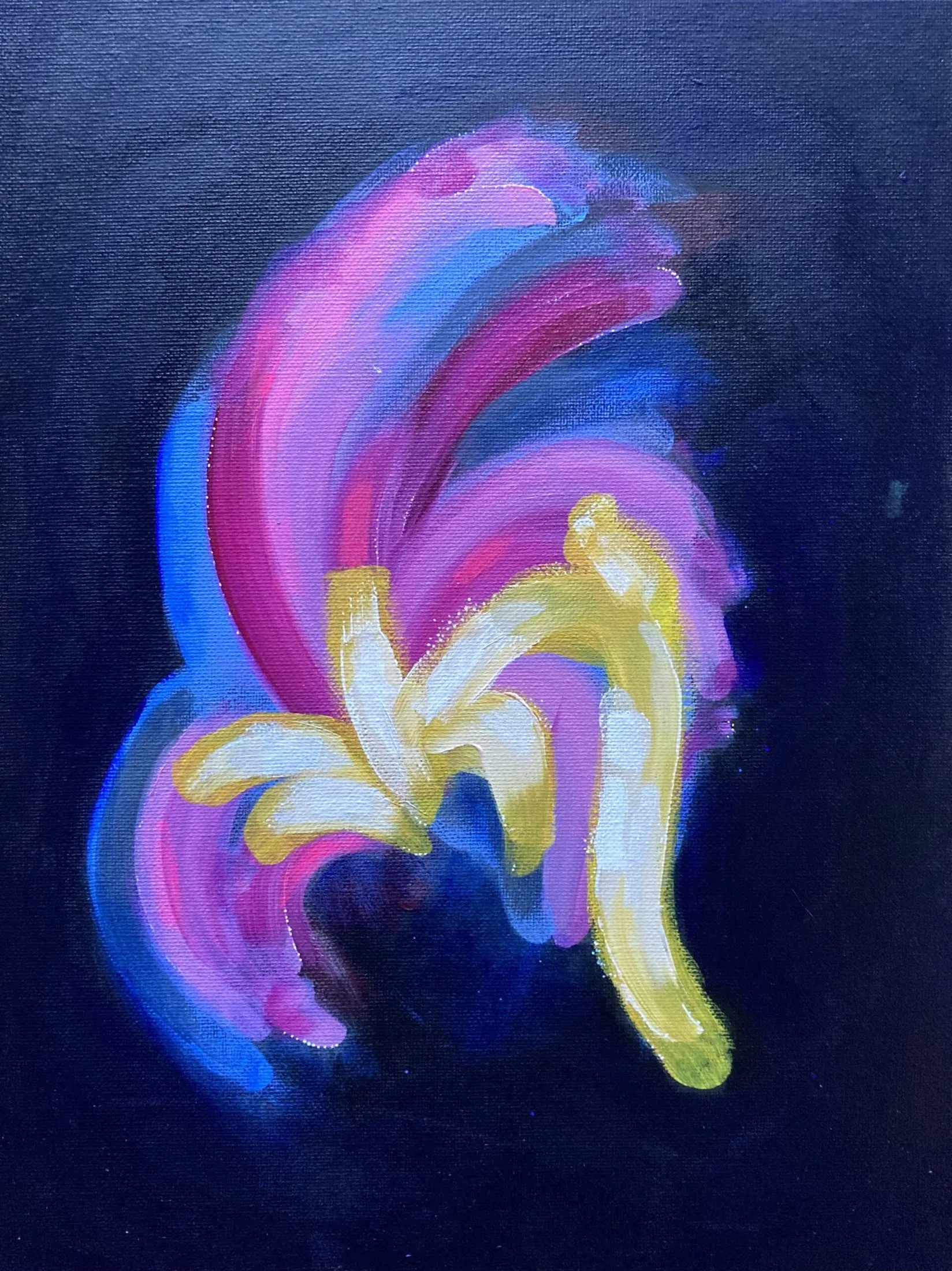 „Im Dunkeln“ von Anna Collet, Acryl auf Malkarton, 30×40 cm, 2023