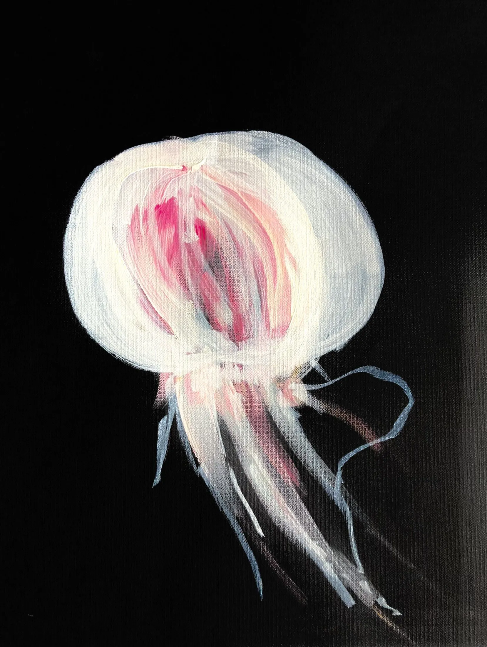 „Medusen“ von Anna Collet, Acryl auf Mixed-Media-Papier, A4, 2022