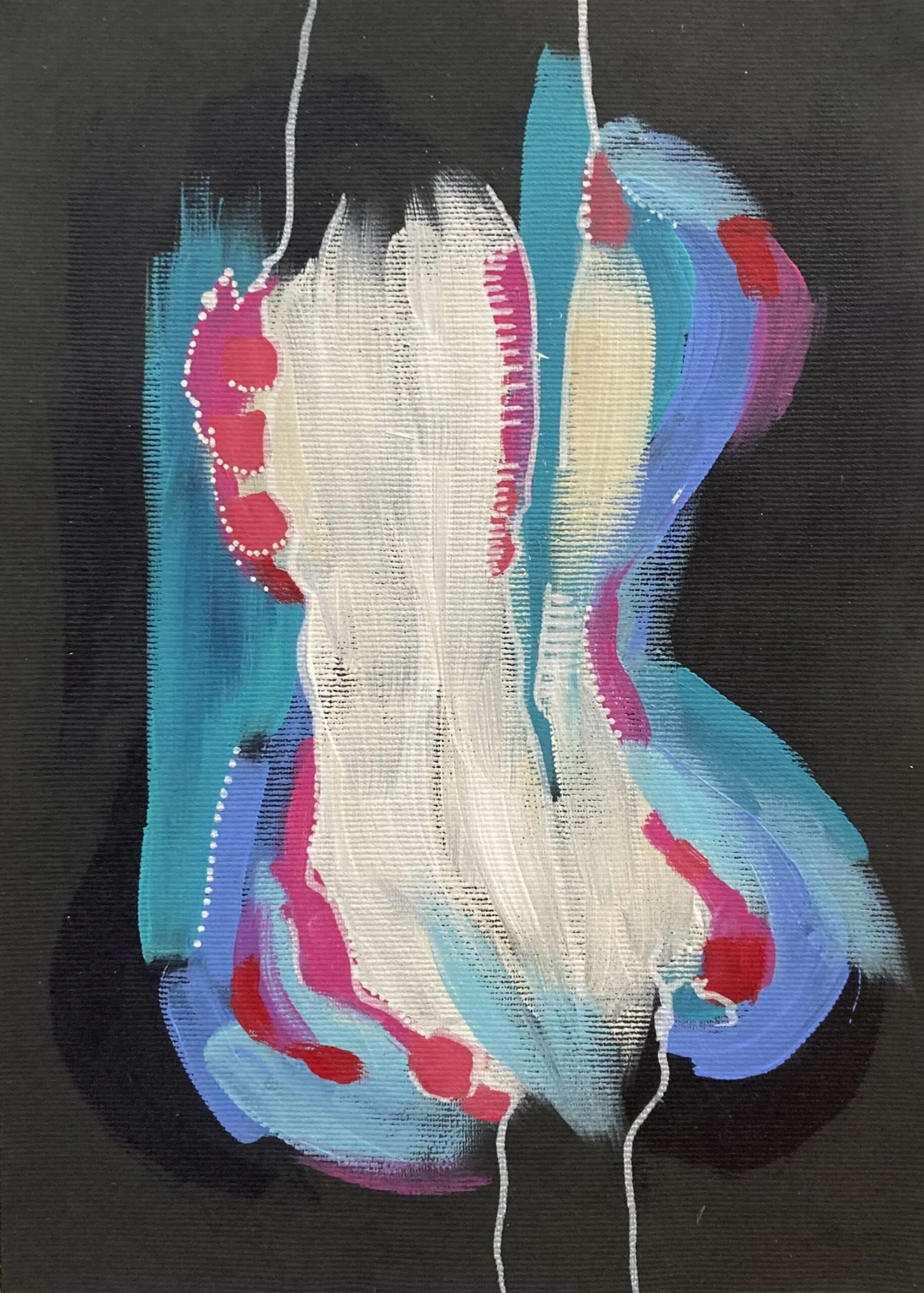 „Öffnung“ von Anna Collet, Acryl auf Leinwand-zuschnitt, ca. A4, 2022
