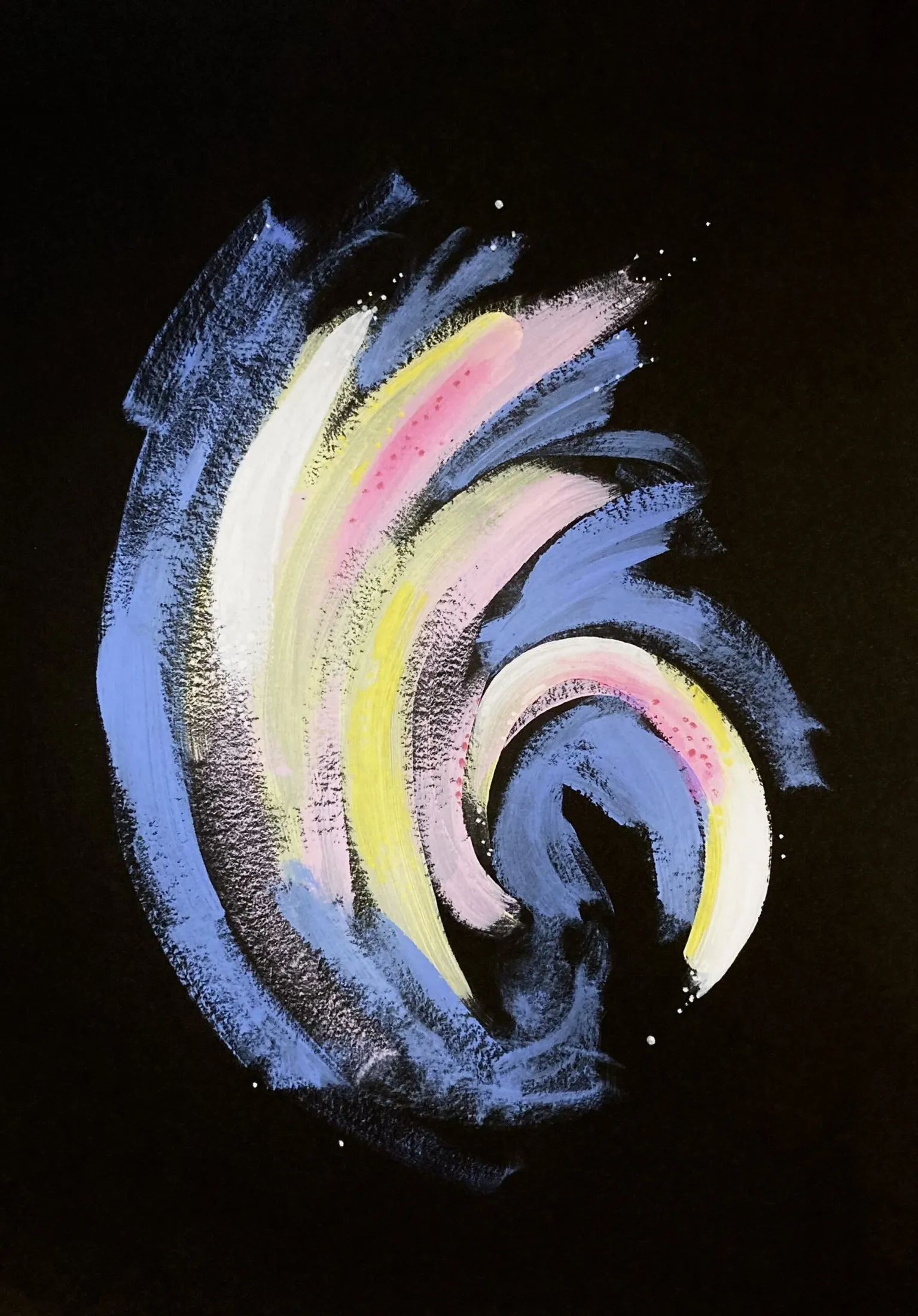 „Wirbel 8“ von Anna Collet, Acryl auf schwarzem Mixed-Media-Papier, A4, 2023