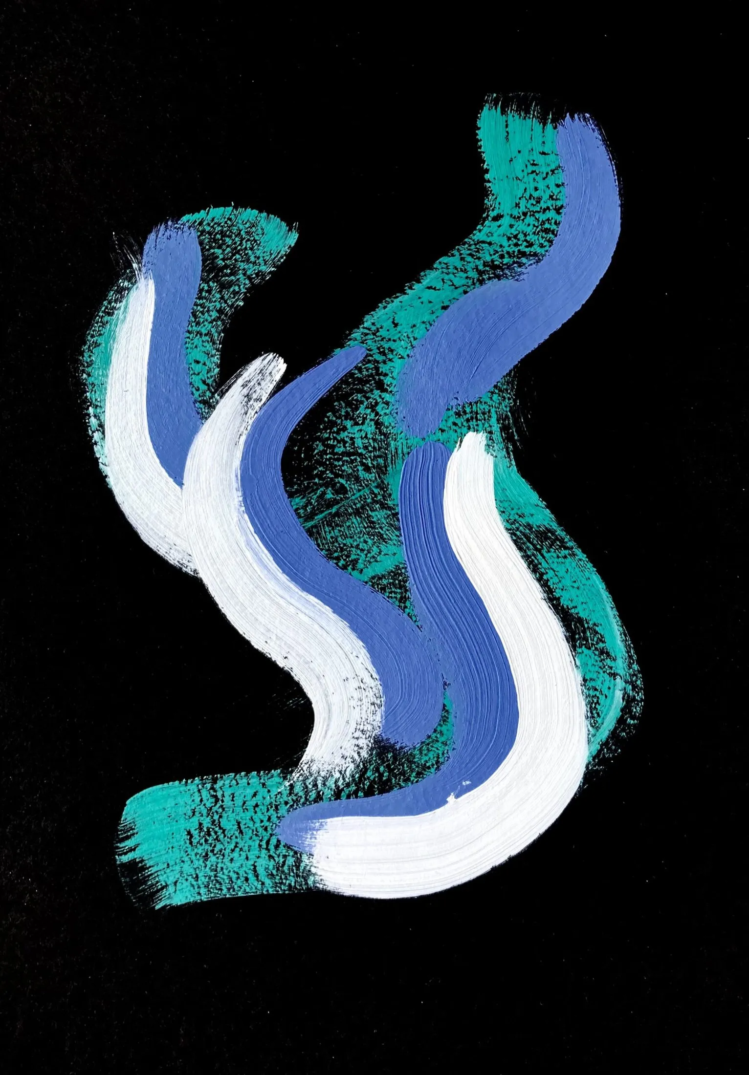 „Wirbel 11“ von Anna Collet, Acryl auf schwarzem Mixed-Media-Papier, A4, 2023