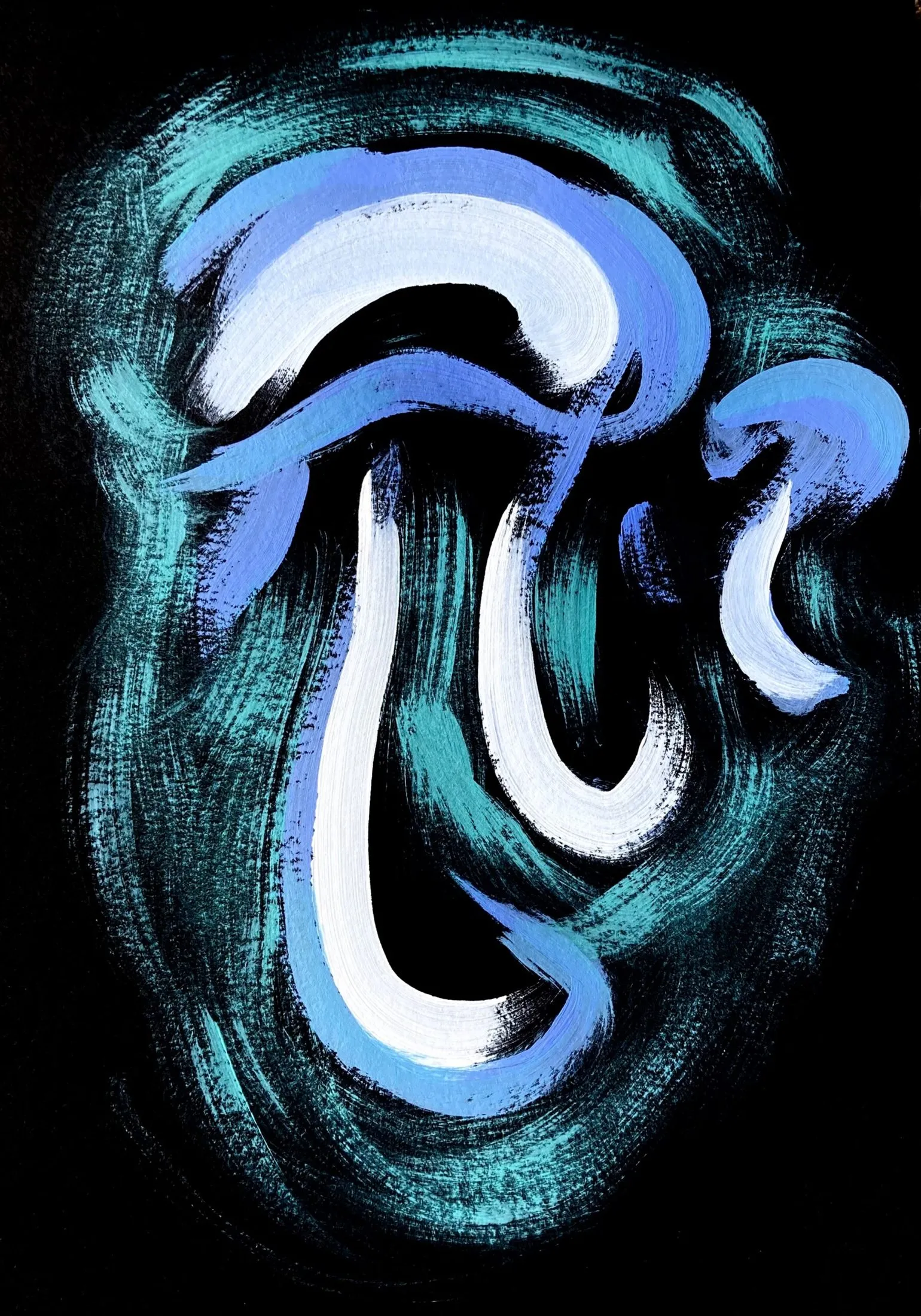 „Wirbel 13“ von Anna Collet, Acryl auf schwarzem Mixed-Media-Papier, A4, 2023